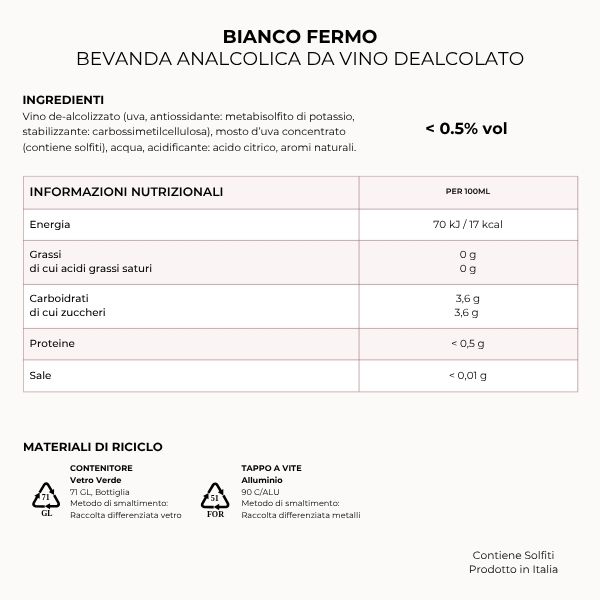 Bianco Fermo - Analcolico da vino dealcolato - immagine 2
